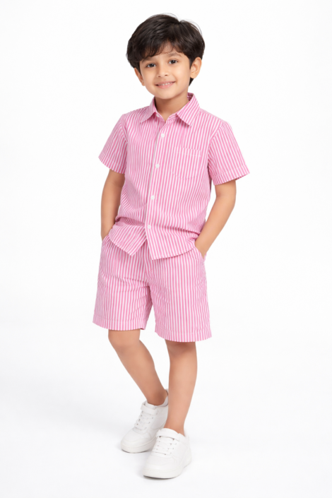 Boys Co-Ord Set – Pink Stripe - Milmith
