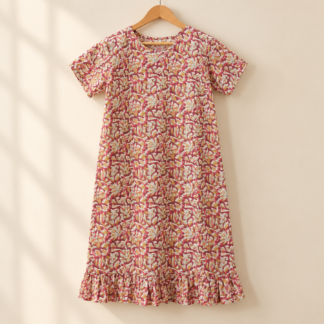 Floral Ruffled Hem Nightgown