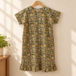 MILMITH Dark Teal Floral Printed Frock Nighty for Women