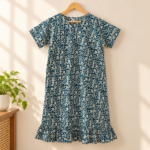 MILMITH Teal Blue Printed Frock Nighty for Women